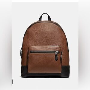 **NEW**. COACH Campus Brown Pebbled Leather Backpack w/ Black Bottom